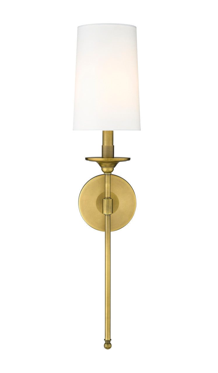 Z-Lite Emily 1 Light Wall Sconce in Rubbed Brass 807-1S-RB-WH