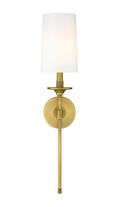 Z-Lite Emily 1 Light Wall Sconce in Rubbed Brass 807-1S-RB-WH