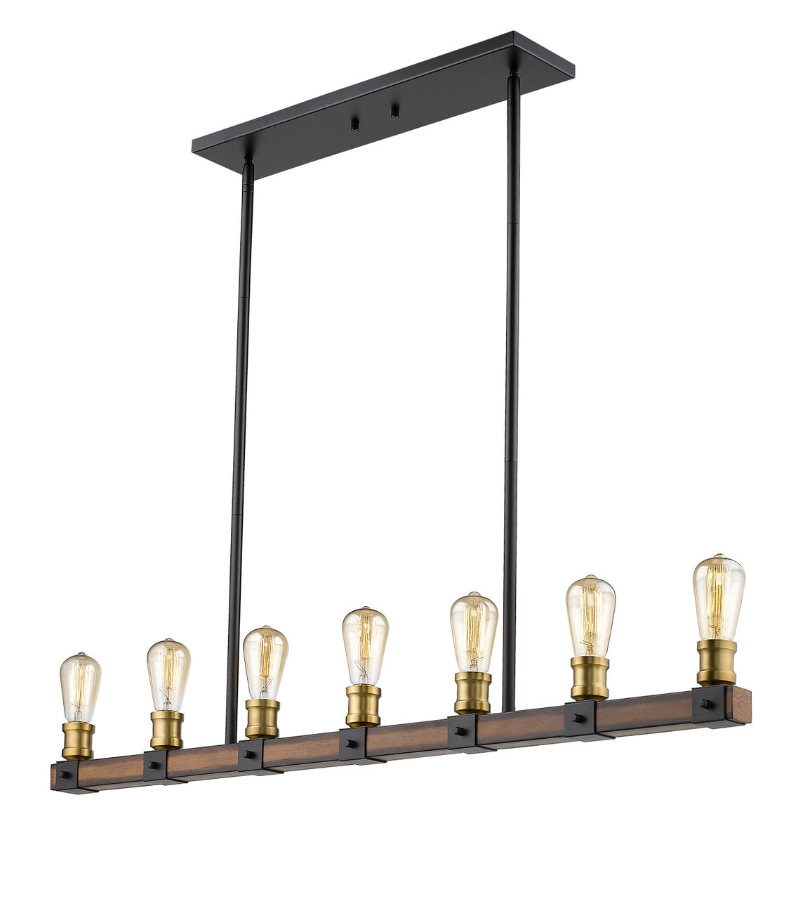 Z-Lite Kirkland 7 Light Linear Chandelier in Rustic Mahogany 472-7L-RM