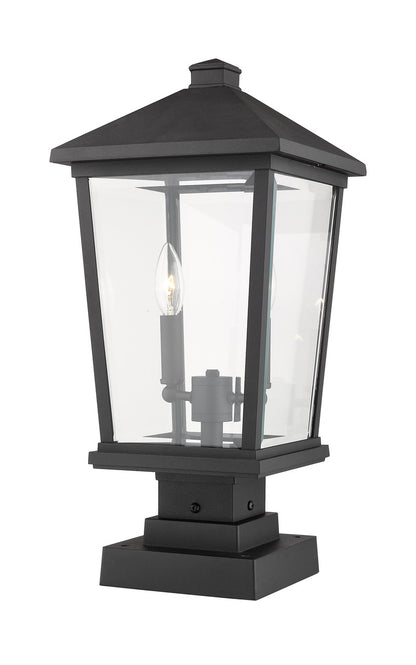 Z-Lite Beacon 2 Light Outdoor Pier Mounted Fixture in Black 568PHBS-SQPM-BK