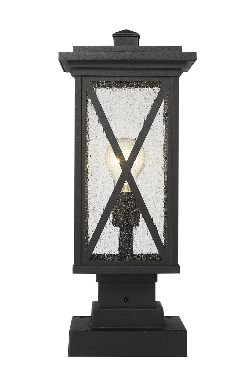 Z-Lite Brookside 1 Light Outdoor Pier Mounted Fixture in Black 583PHMS-SQPM-BK