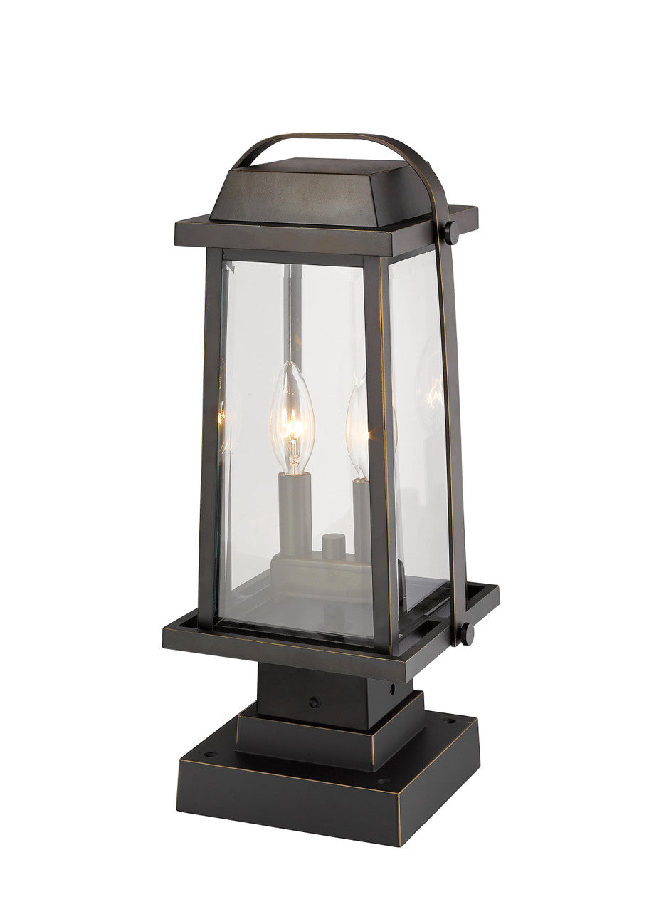 Z-Lite Millworks 2 Light Outdoor Pier Mounted Fixture in Oil Rubbed Bronze 574PHMS-SQPM-ORB