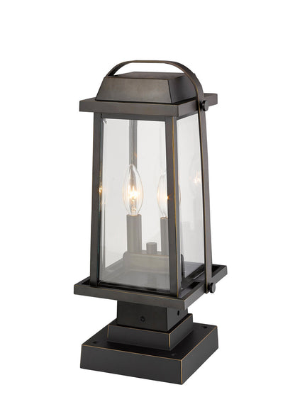 Z-Lite Millworks 2 Light Outdoor Pier Mounted Fixture in Oil Rubbed Bronze 574PHMS-SQPM-ORB