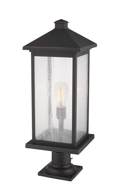 Z-Lite Portland 1 Light Outdoor Pier Mounted Fixture in Oil Rubbed Bronze 531PHBXLR-533PM-ORB