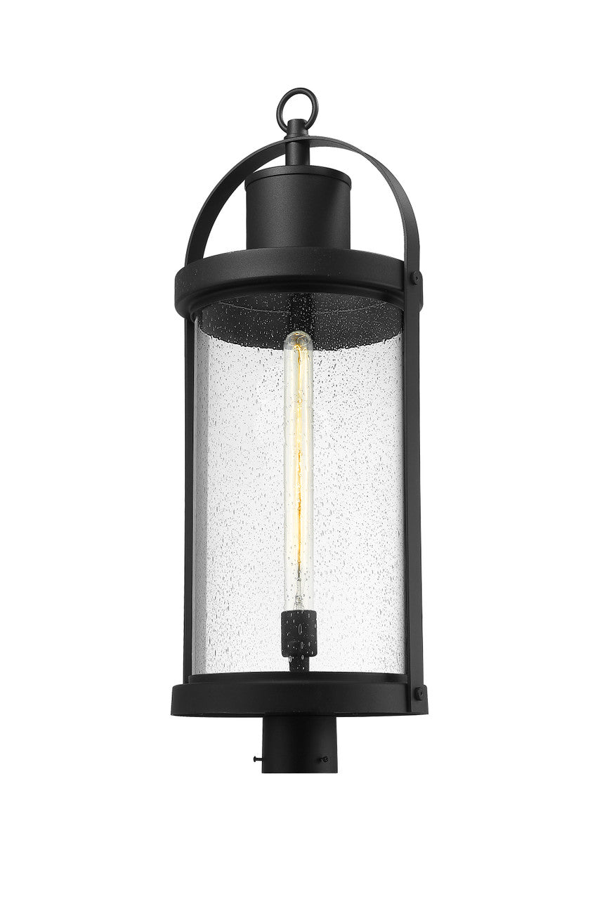 Z-Lite Roundhouse 1 Light Outdoor Post Mount Fixture in Black 569PHXL-BK