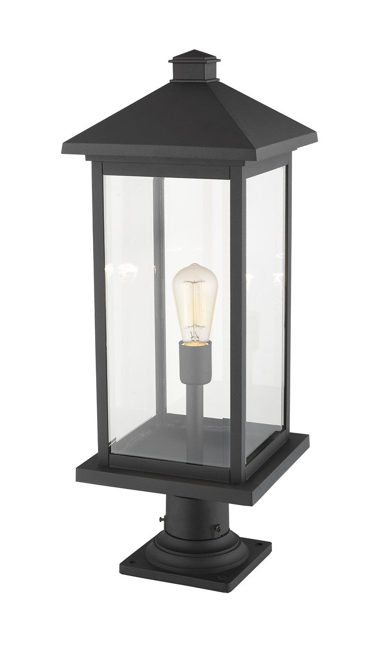 Z-Lite Portland 1 Light Outdoor Pier Mounted Fixture in Black 531PHBXLR-533PM-BK