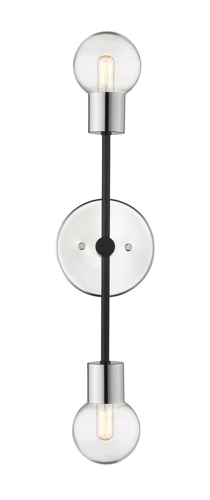 Z-Lite Neutra 2 Light Wall Sconce in Matte Black + Polished Nickel 621-2S-MB-PN