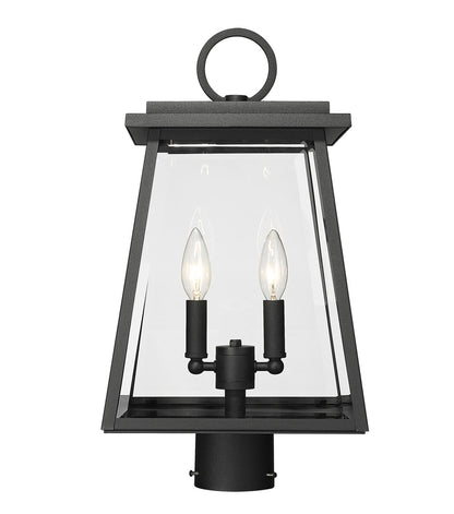 Z-Lite Broughton 2 Light Outdoor Post Mount Fixture in Black 521PHMR-BK