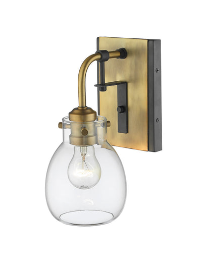 Z-Lite Kraken 1 Light Wall Sconce in Matte Black + Olde Brass 466-1S-MB-OBR