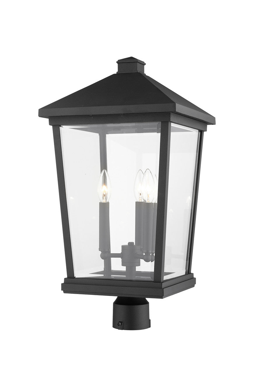 Z-Lite Beacon 3 Light Outdoor Post Mount Fixture in Black 568PHXLR-BK