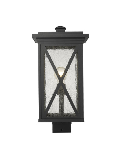 Z-Lite Brookside 1 Light Outdoor Post Mount Fixture in Black 583PHBS-BK