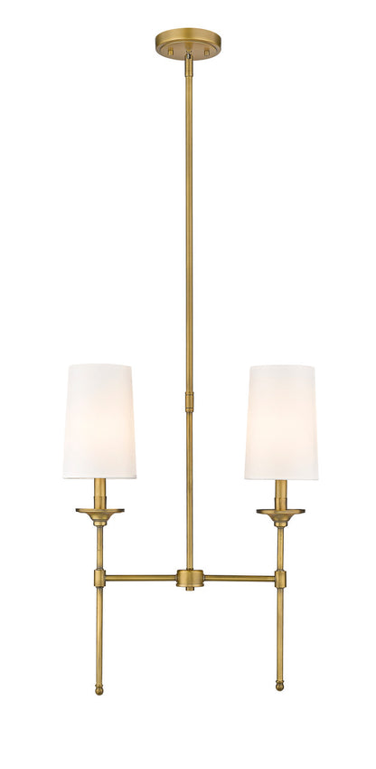 Z-Lite Emily 2 Light Linear Chandelier in Rubbed Brass 3033-2L-RB