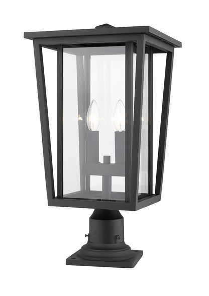 Z-Lite Seoul 2 Light Outdoor Pier Mounted Fixture in Black 571PHBR-533PM-BK