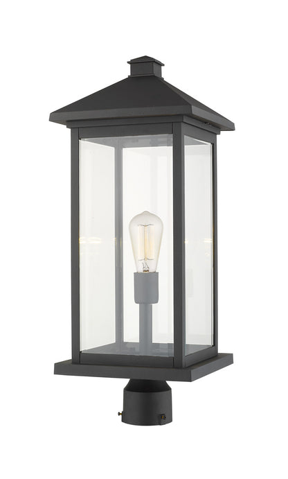 Z-Lite Portland 1 Light Outdoor Post Mount Fixture in Black 531PHBXLR-BK