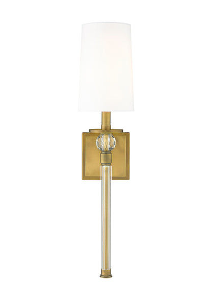 Z-Lite Mia 1 Light Wall Sconce in Rubbed Brass 805-1S-RB-WH