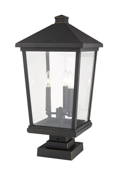 Z-Lite Beacon 3 Light Outdoor Pier Mounted Fixture in Oil Rubbed Bronze 568PHXLS-SQPM-ORB