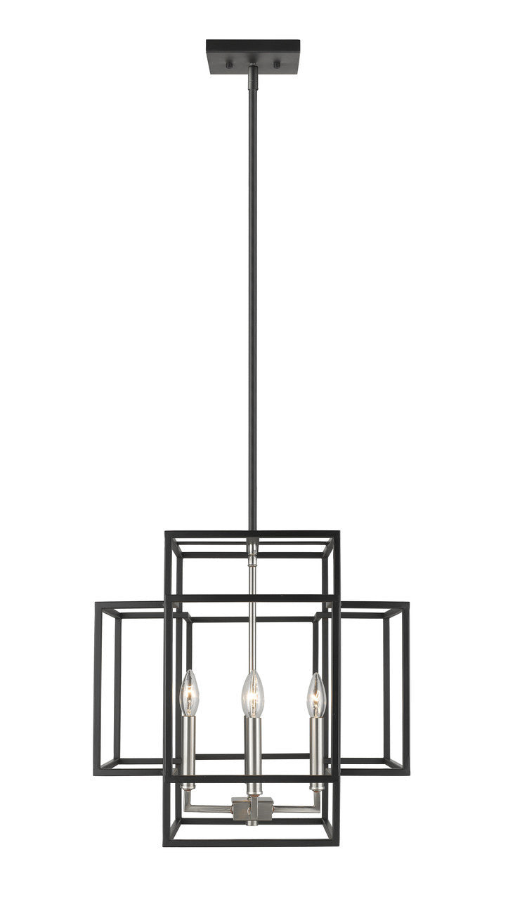 Z-Lite Titania 4 Light Chandelier in Black + Brushed Nickel 454-18BK-BN