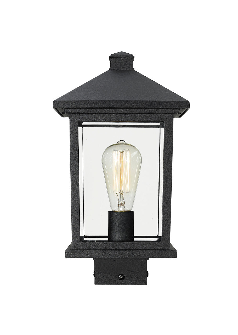 Z-Lite Portland 1 Light Outdoor Post Mount Fixture in Black 531PHMS-BK