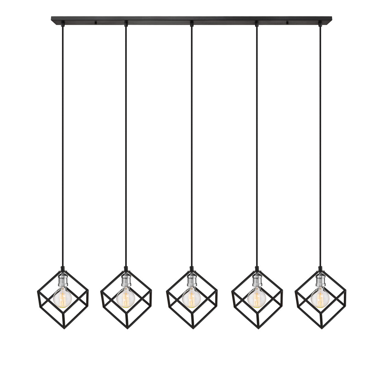 Z-Lite Vertical 5 Light Linear Chandelier in Matte Black + Brushed Nickel 478-5L-MB-BN