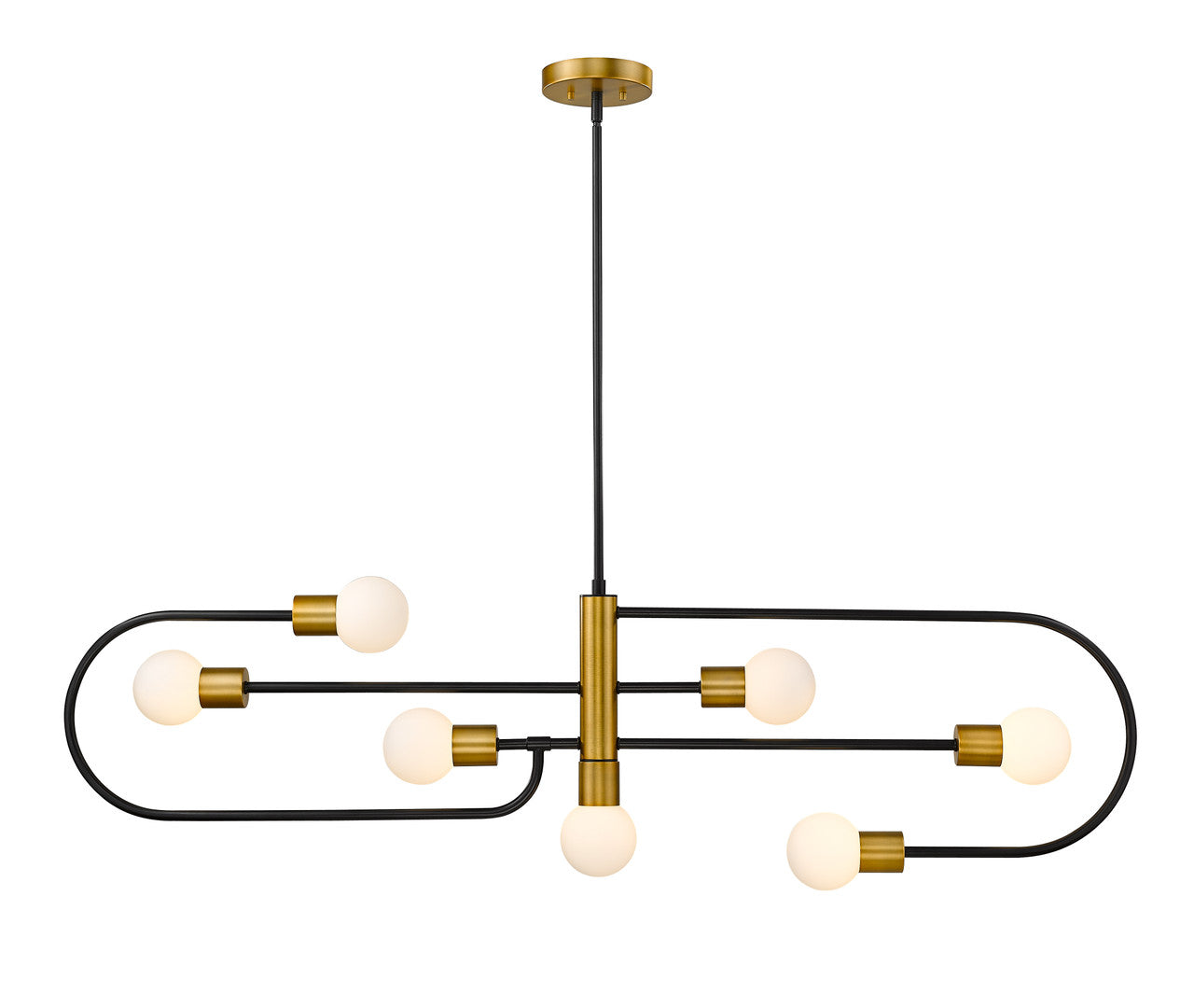 Z-Lite Neutra 7 Light Linear Chandelier in Matte Black + Foundry Brass 621-7L-MB-FB