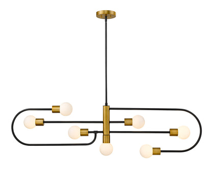 Z-Lite Neutra 7 Light Linear Chandelier in Matte Black + Foundry Brass 621-7L-MB-FB