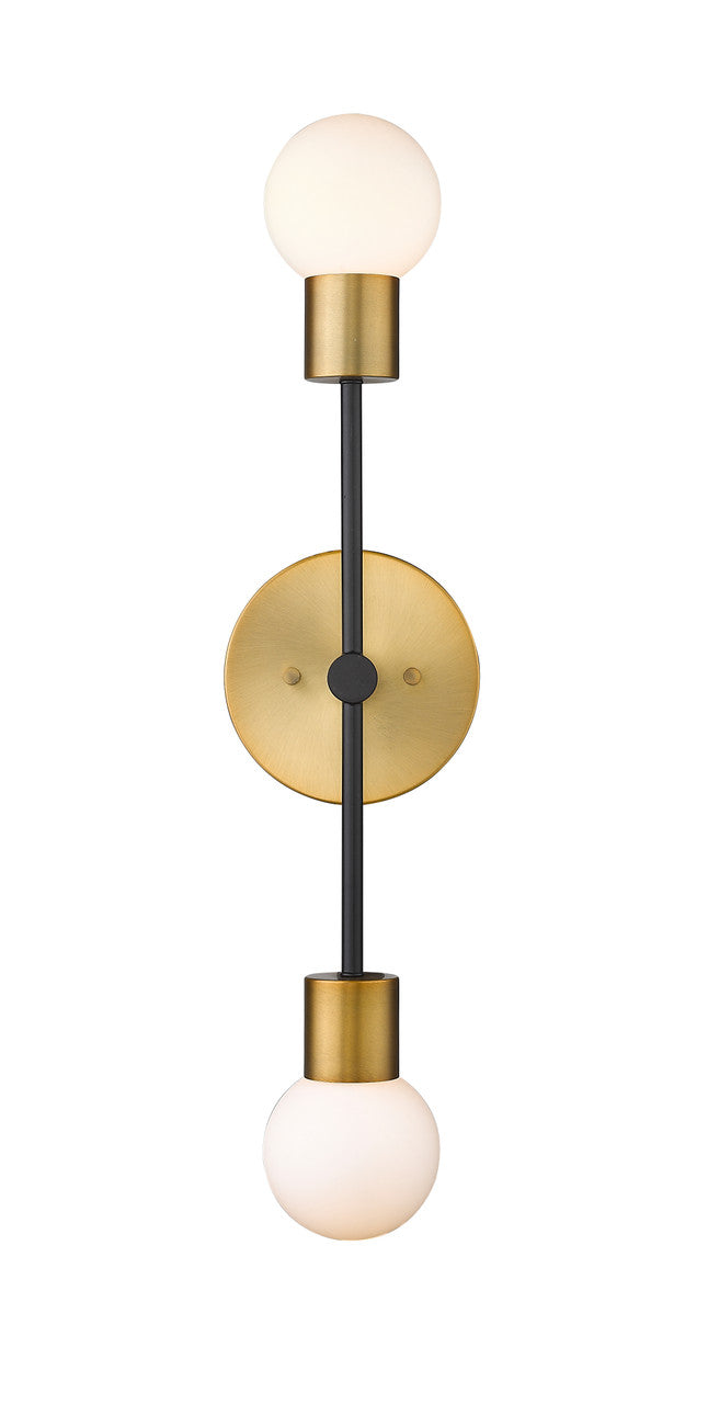 Z-Lite Neutra 2 Light Wall Sconce in Matte Black + Foundry Brass 621-2S-MB-FB