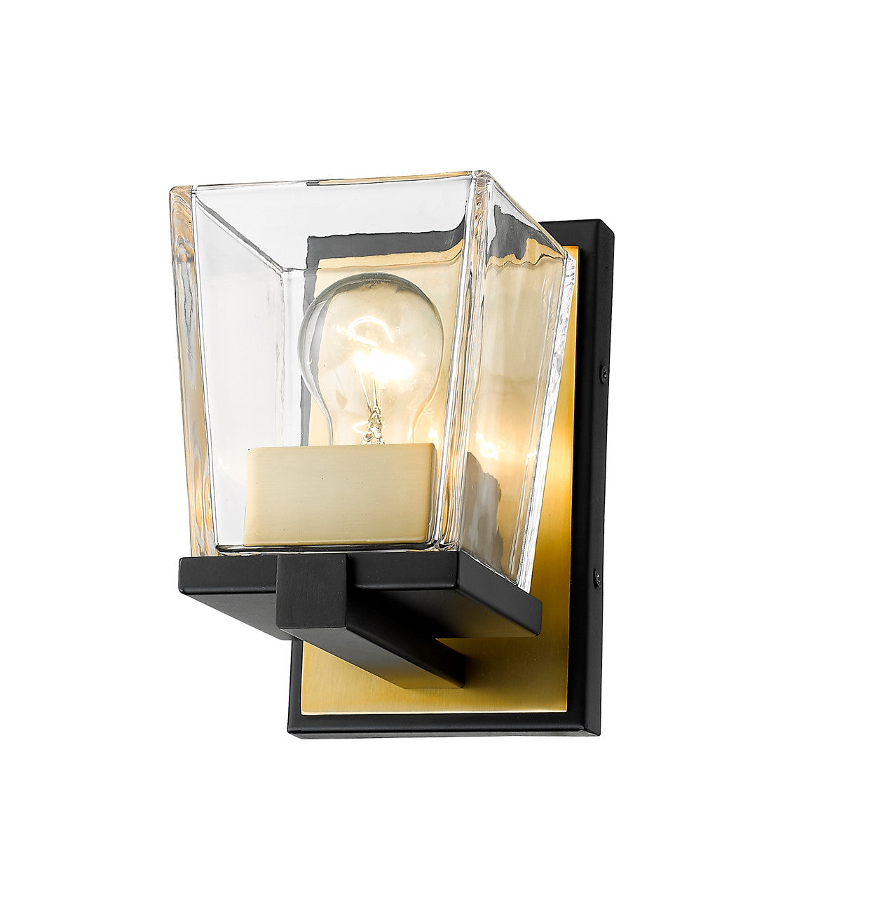 Z-Lite Bleeker Street 1 Light Wall Sconce in Matte Black + Olde Brass 475-1S-MB-OBR