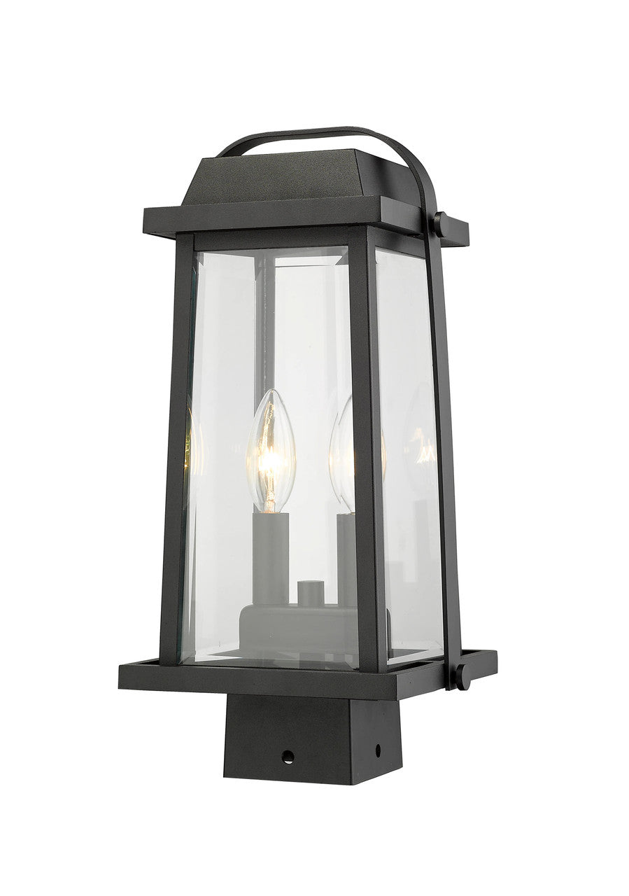 Z-Lite Millworks 2 Light Outdoor Post Mount Fixture in Black 574PHMS-BK