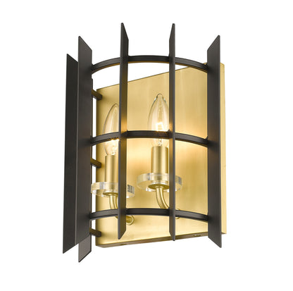 Z-Lite Haake 2 Light Wall Sconce in Satin Brass 338-2S-MB+SBR