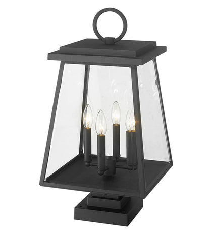 Z-Lite Broughton 4 Light Outdoor Pier Mounted Fixture in Black 521PHBS-SQPM-BK