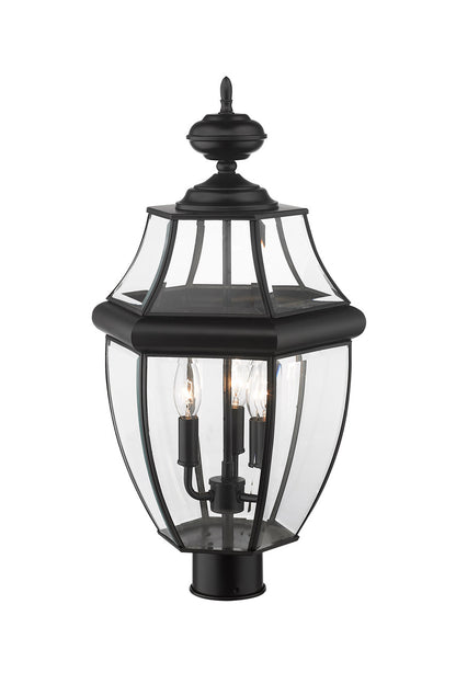 Z-Lite Westover 3 Light Outdoor Post Mount Fixture in Black 580PHB-BK