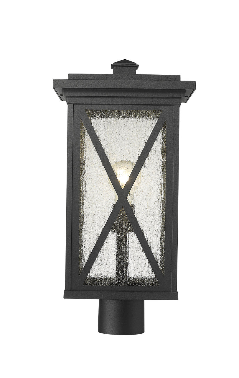 Z-Lite Brookside 1 Light Outdoor Post Mount Fixture in Black 583PHBR-BK