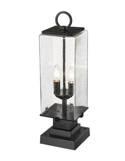 Z-Lite Sana 2 Light Outdoor Pier Mounted Fixture in Black 592PHMS-SQPM-BK