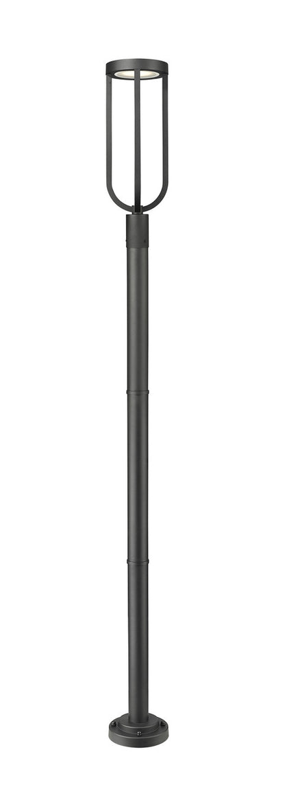 Z-Lite Leland 1 Light Outdoor Post Mounted Fixture in Sand Black 5005PHB-567P-BK-LED