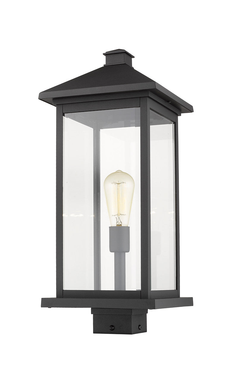 Z-Lite Portland 1 Light Outdoor Post Mount Fixture in Black 531PHBXLS-BK