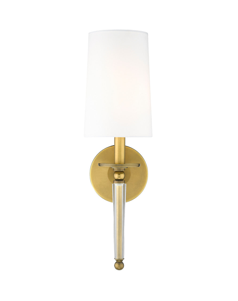 Z-Lite Avery 1 Light Wall Sconce in Rubbed Brass 810-1S-RB-WH