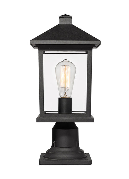 Z-Lite Portland 1 Light Outdoor Pier Mounted Fixture in Black 531PHMR-533PM-BK