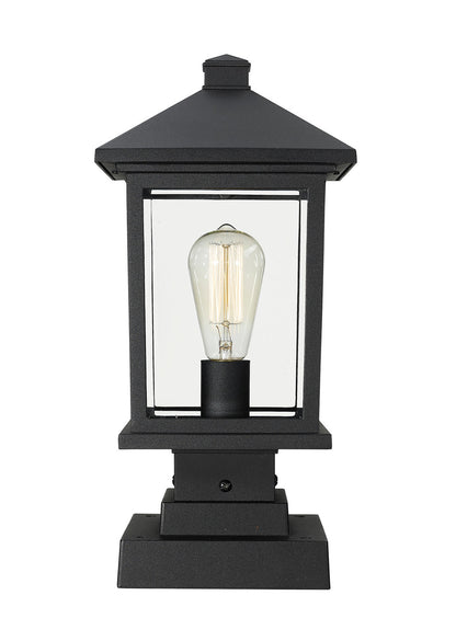 Z-Lite Portland 1 Light Outdoor Pier Mounted Fixture in Black 531PHMS-SQPM-BK