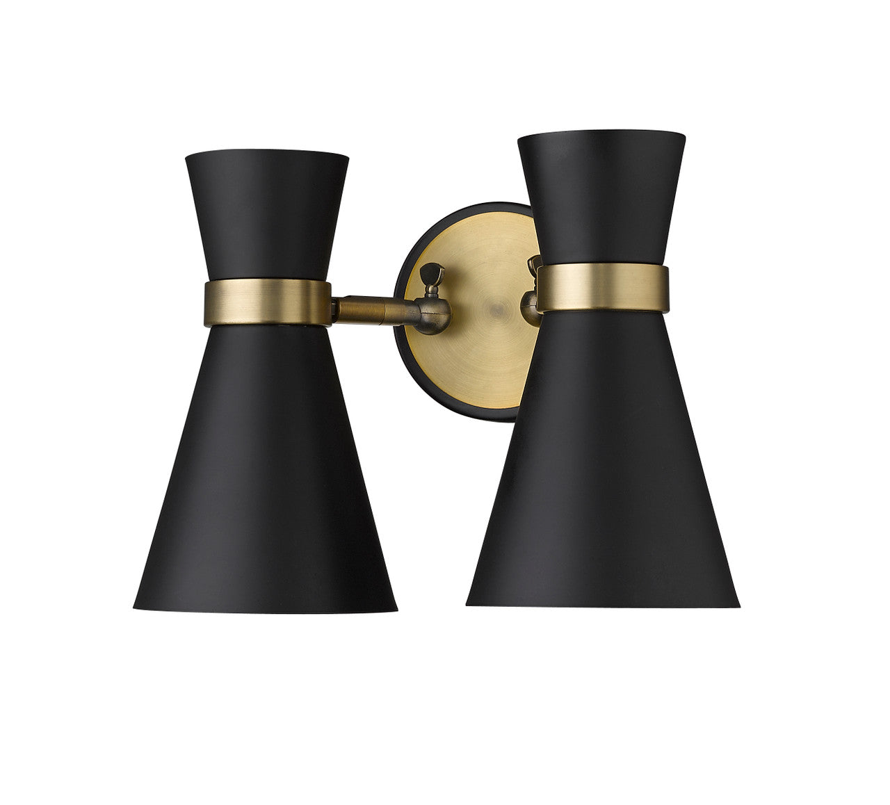 Z-Lite Soriano 2 Light Wall Sconce in Matte Black + Heritage Brass 728-2S-MB-HBR