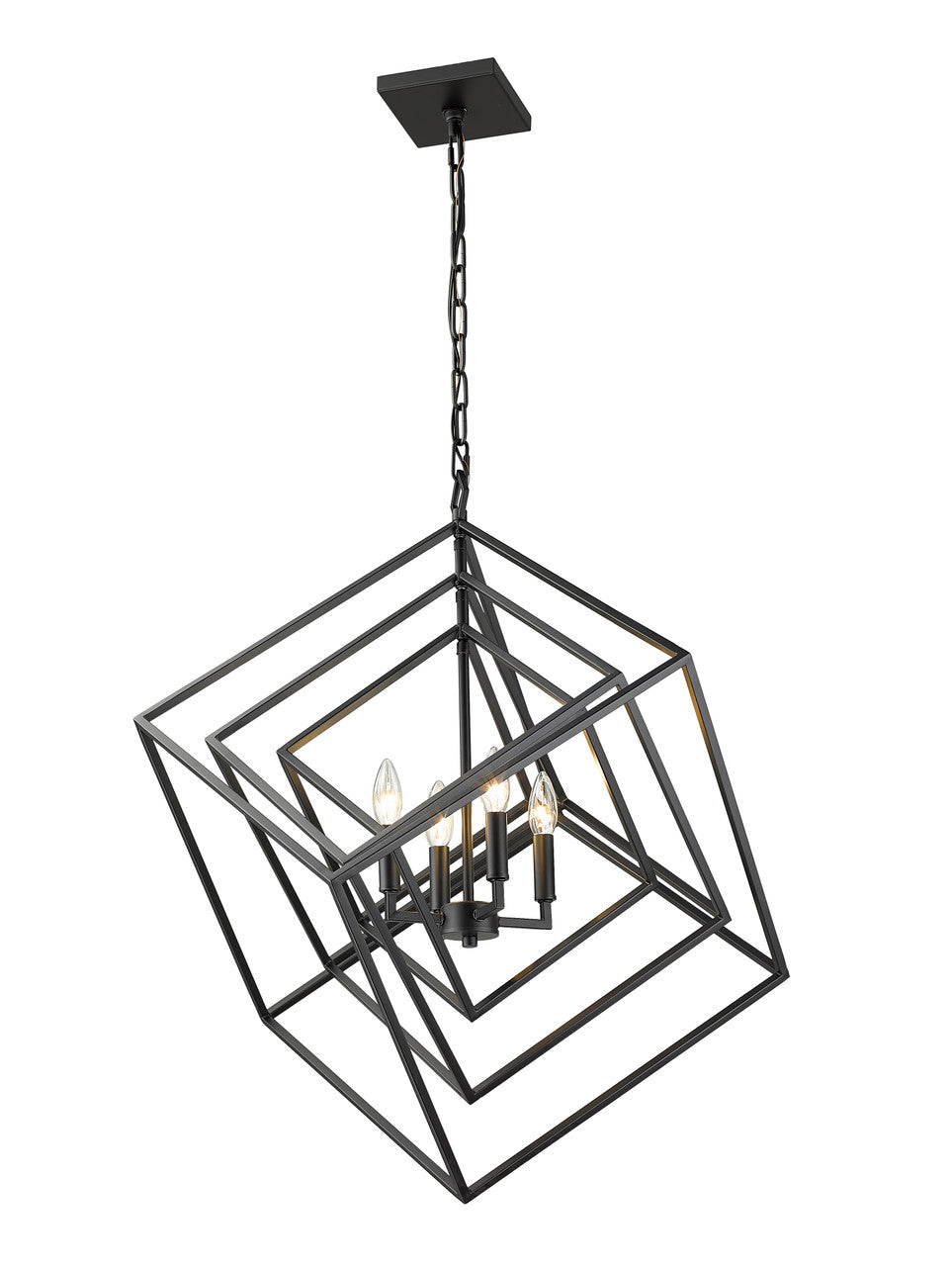 Z-Lite Euclid 4 Light Chandelier in Matte Black 457-4MB