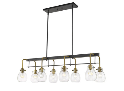 Z-Lite Kraken 8 Light Linear Chandelier in Matte Black + Olde Brass 466-8L-MB-OBR