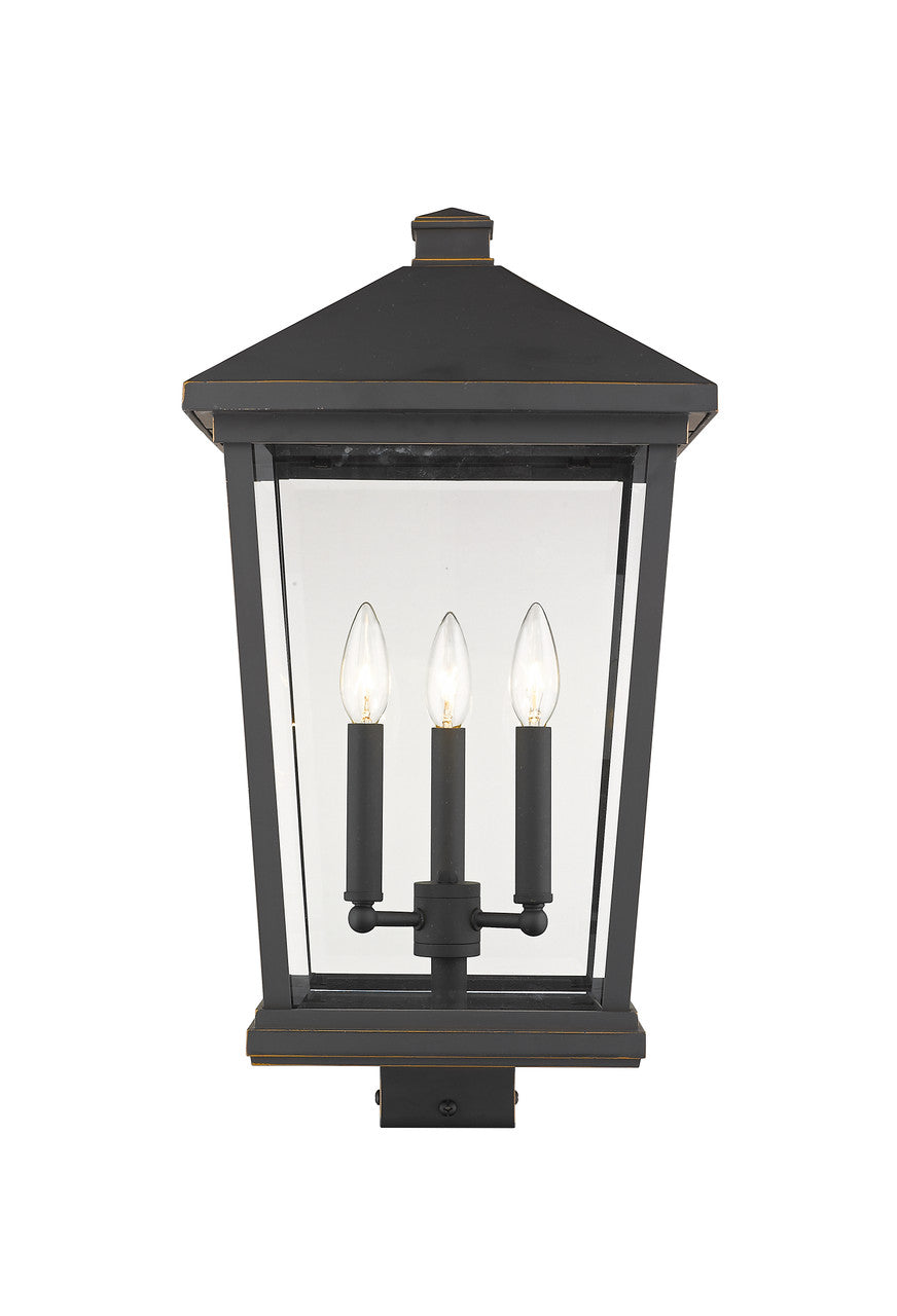 Z-Lite Beacon 3 Light Outdoor Post Mount Fixture in Oil Rubbed Bronze 568PHXLS-ORB