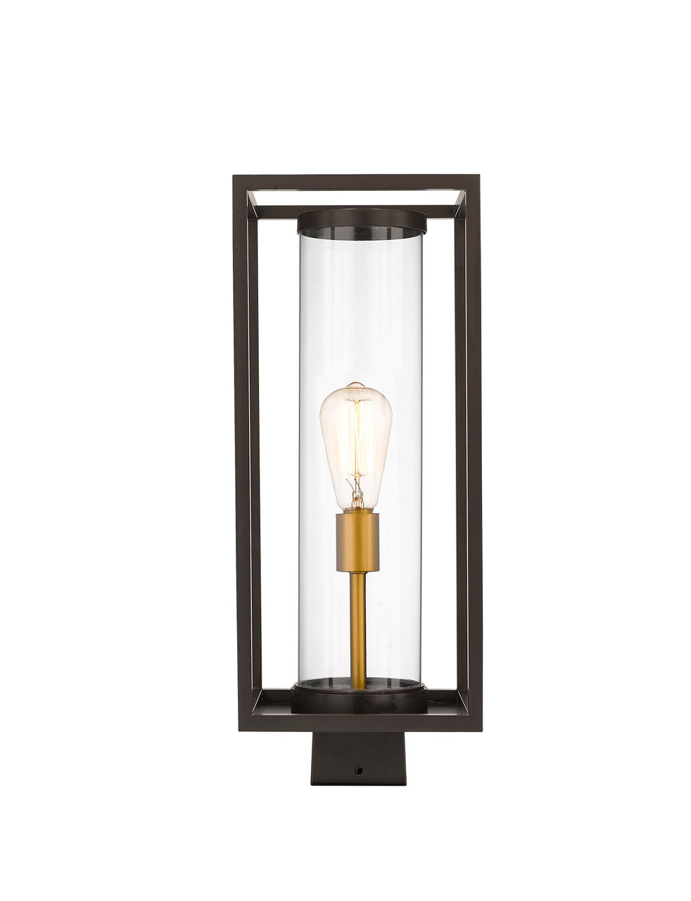 Z-Lite Dunbroch 1 Light Outdoor Post Mount Fixture in Deep Bronze + Outdoor Brass 584PHMS-DBZ-OBS