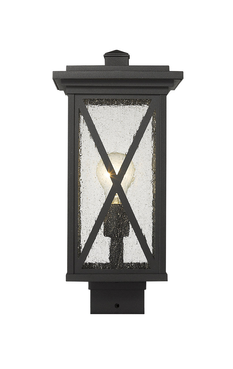 Z-Lite Brookside 1 Light Outdoor Post Mount Fixture in Black 583PHMS-BK