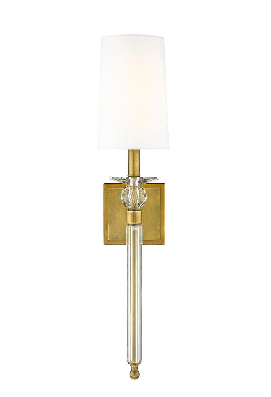 Z-Lite Ava 1 Light Wall Sconce in Rubbed Brass 804-1S-RB-WH