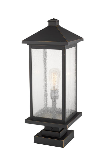 Z-Lite Portland 1 Light Outdoor Pier Mounted Fixture in Oil Rubbed Bronze 531PHBXLS-SQPM-ORB