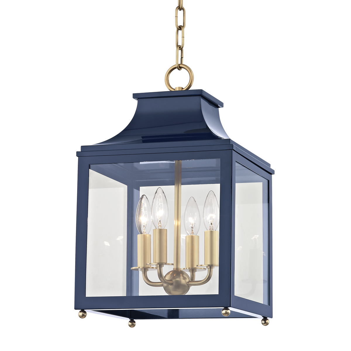 Mitzi 4 Light Lantern in Aged Brass/Navy H259704S-AGB/NVY