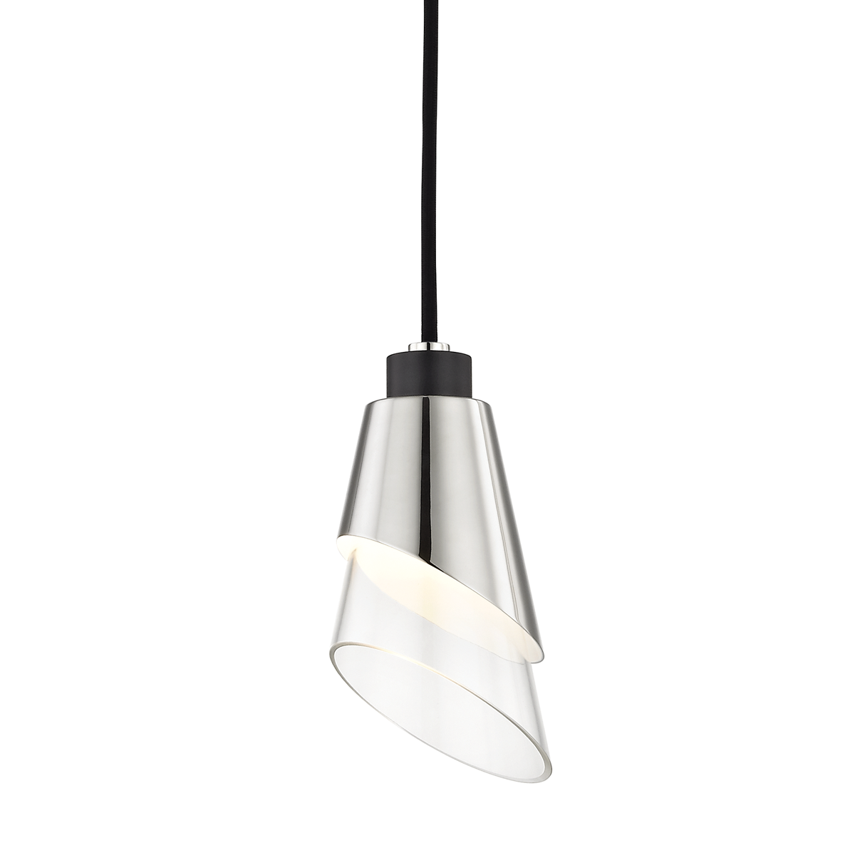 Mitzi 1 Light Pendant in Polished Nickel/Black H130701-PN/BK