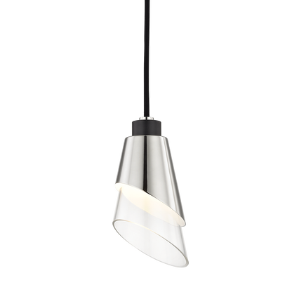 Mitzi 1 Light Pendant in Polished Nickel/Black H130701-PN/BK