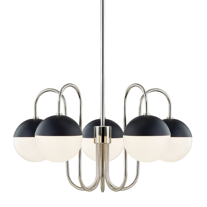 Mitzi 5 Light Chandelier in Polished Nickel/Black H344805-PN/BK